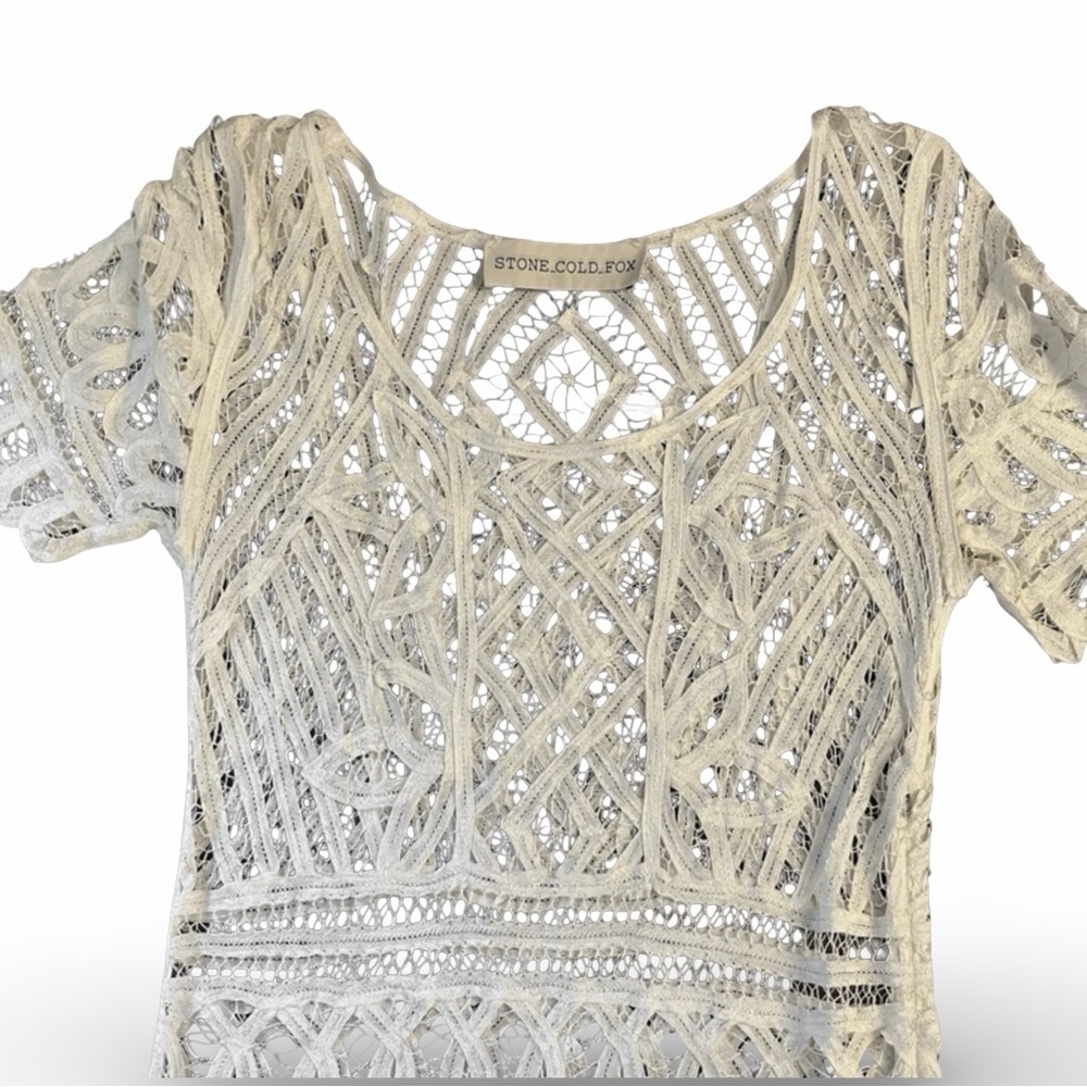 Stone Cold Fox Denver Lace Dress with Short Sleeves | Ivory, Size S - Picture 4 of 16